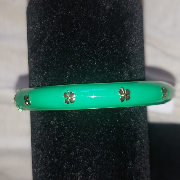 Green Clover open snap bracelet *C7 - Picture 3 of 4